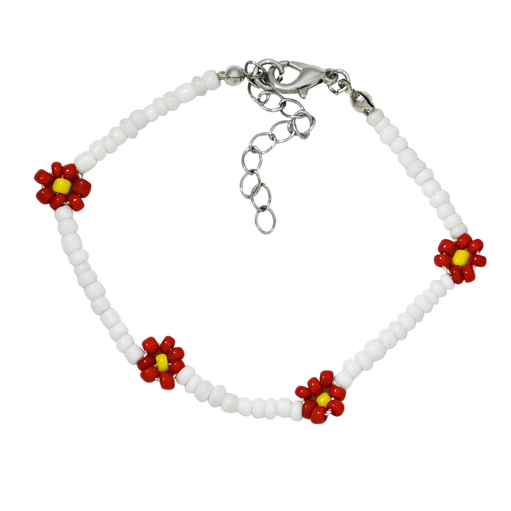 Wholesale Hand Woven Small Daisy Flower Rice Beads Bracelet